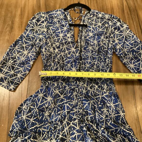 Maje Rufflani Ruffled 3/4 sleeve blue Midi Dress size 36 US 2 / 4 - Picture 10 of 10